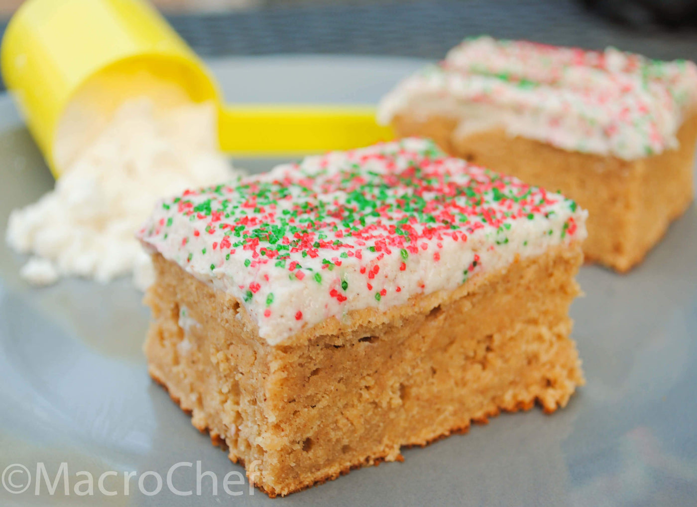 Frosted Gingerbread Protein Cake Bars