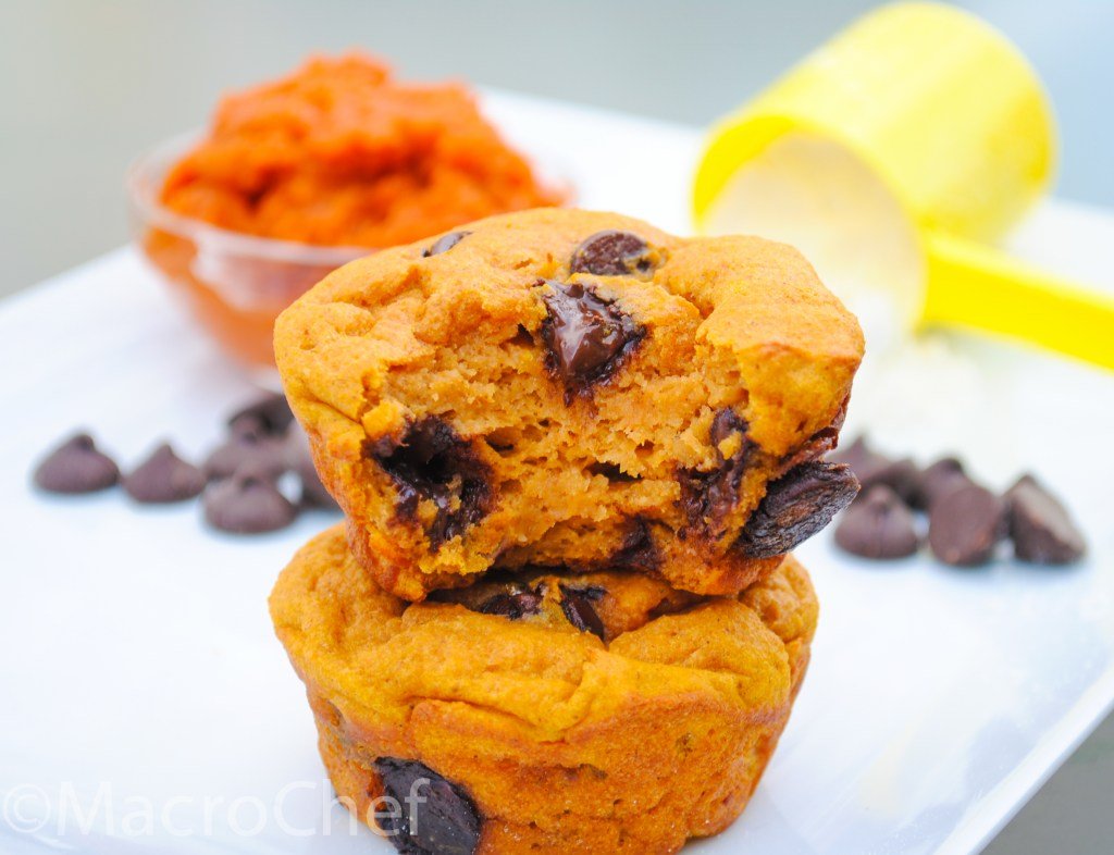 Pumpkin Chocolate Chip Protein Muffins