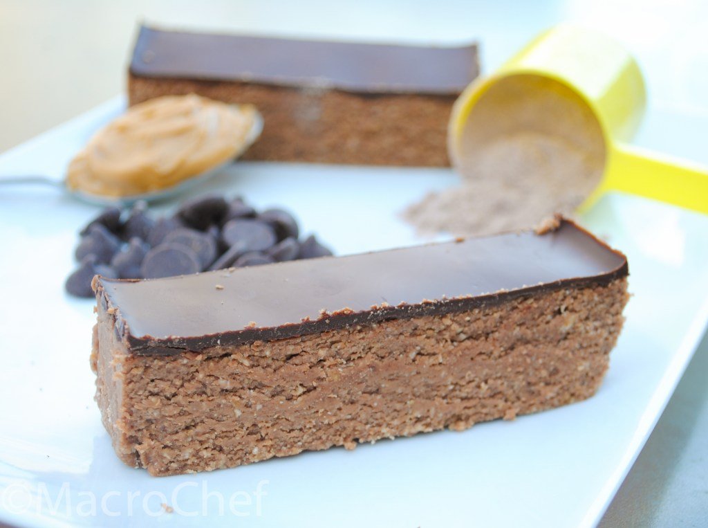 Chocolate Peanut Butter No Bake Protein Bar Recipe