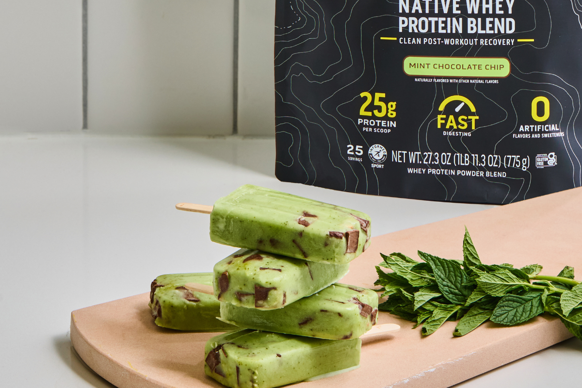 Mint Chocolate Chip Protein Popsicles