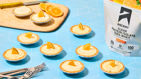 Mini No-Bake Orange Mango Protein Cheesecakes