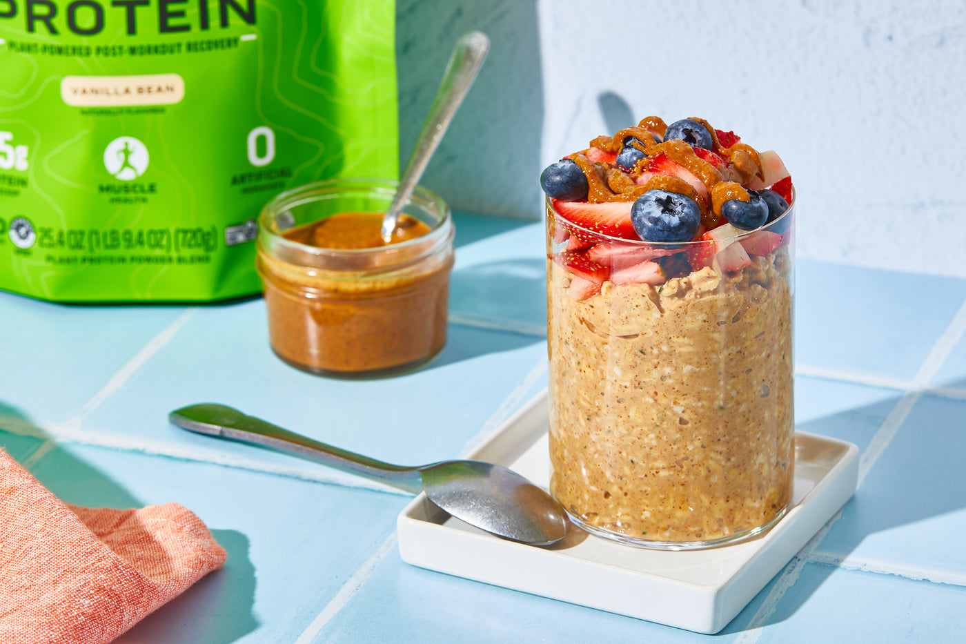 Strawberry Almond Butter Protein Oats
