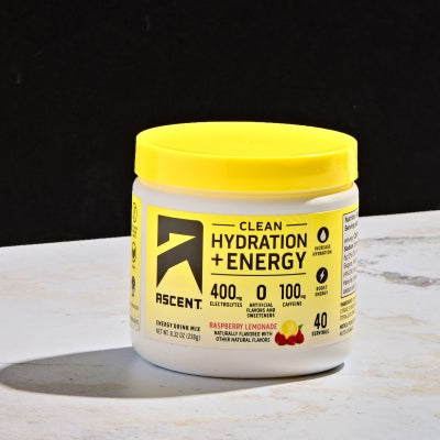 consumer packaging of clean hydration and energy in raspberry and lemonade flavor