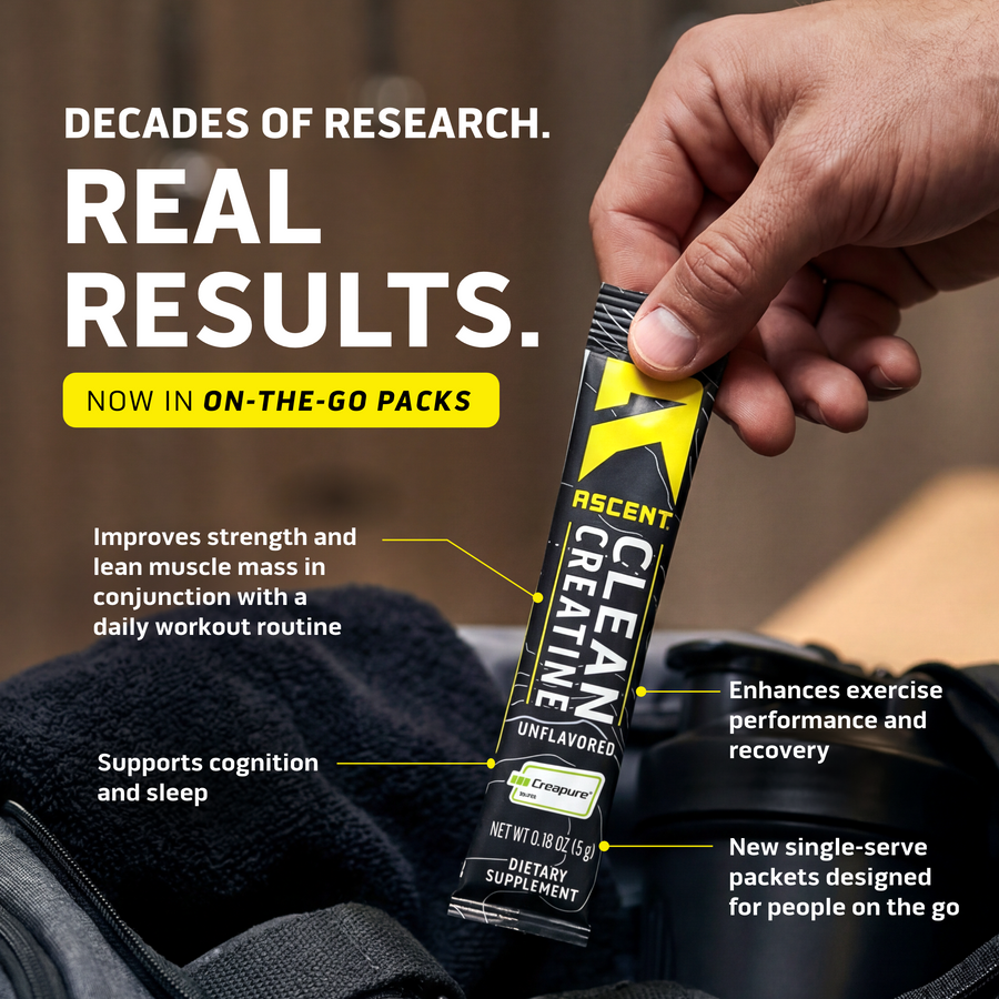 Decades of Research. Real Results. Now in on-the-go packs. 

Improves strength and lean muscle mass in conjunction with a daily workout routine.

Supports cognition and sleep.

Enhances exercise performance and recovery.

New single-serve packets designed for people on the go.