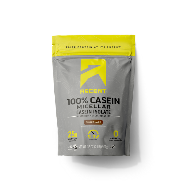 Ascent protein powder package on a white background