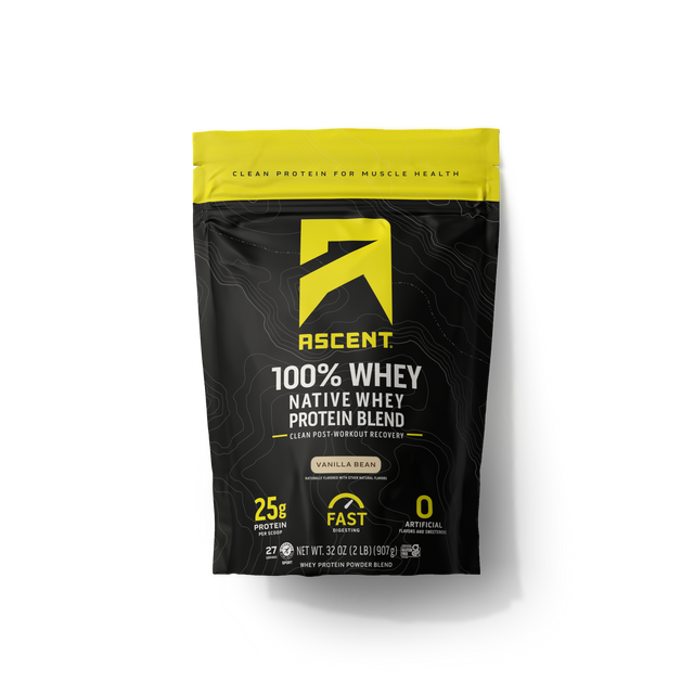 bag of 100% whey protein powder on a transparent background