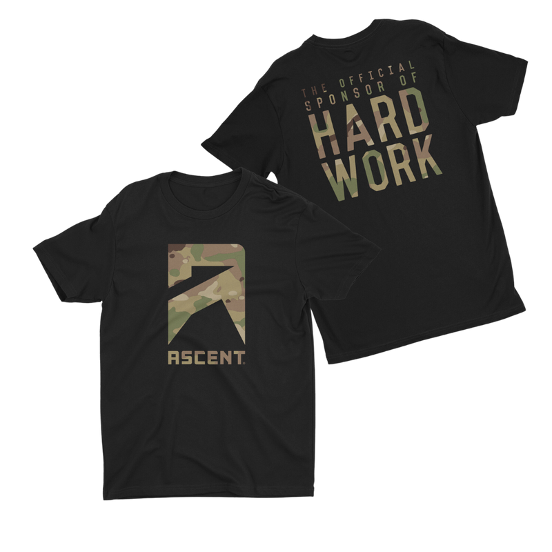 black tee shirt workout clothes by ascent protein