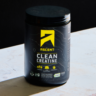 Ascent Clean Creatine 100 serving Container on a white surface with a black background