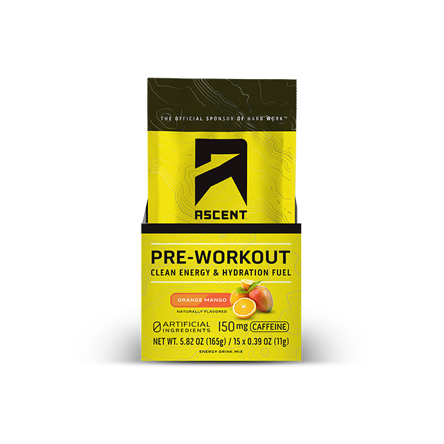Ascent Energy Drink Mix, Orange Mango, Pre-Workout - 11.6 oz